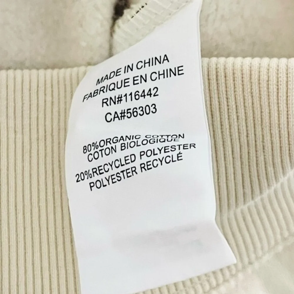 Ninth Hall Fundamentals Men's Cream Crewneck Sweatshirt S Organic Cotton VG